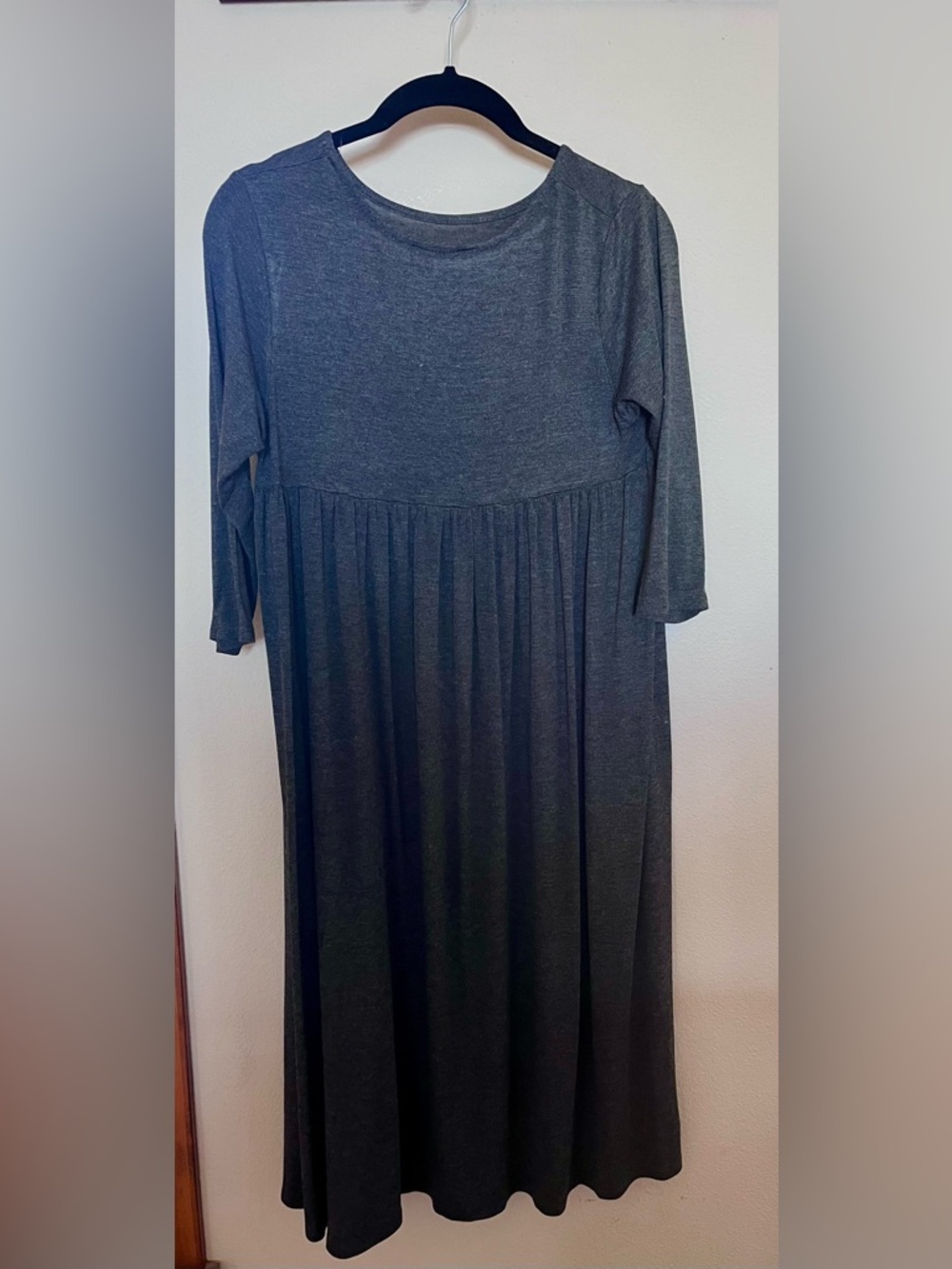 Casual Grey Babydoll midi Dress Sz M - Picture 8 of 10